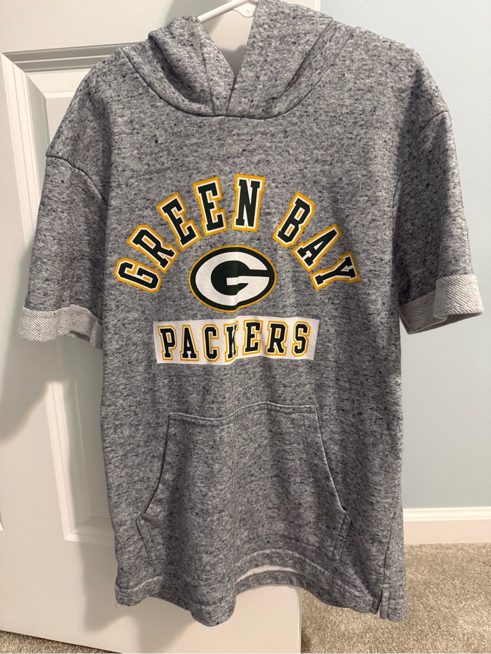 NFL Green Bay Packers Gray Short-Sleeve Hoodie